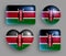 Set of glossy buttons with Kenya country flag