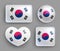 Set of glossy buttons with Korea country flag