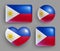 Set of glossy buttons of Philippines country flag