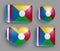 Set of glossy buttons with Reunion country flag