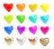 Set of glossy coloful hearts isolated on white