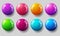 Set of glossy colored balls on transparent background