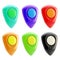 Set of glossy geo-tagging plastic icons isolated