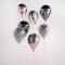 Set of glossy pink, marble, black and white marble 3D realistic balloons