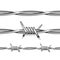 Set of glossy realistic metal barbed wire elements on white