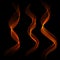 Set of Glowing Fiery Abstract Isolated Transparent Wave Lines for Black Background.