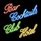 Set of glowing neon signs