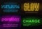 Set of glowing neon vector typefaces, alphabets, letters, fonts,