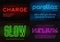 Set of glowing neon vector typefaces, alphabets, letters, fonts,