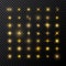 Set of glowing stars lights. Collection of sparkle icons glare effect design on transparent background. Big set of light effects.