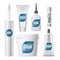 Set of glue containers, bottles realistic tube