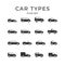 Set glyph icons of car types