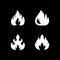 Set glyph icons of fire or flame