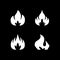 Set glyph icons of fire or flame