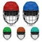 Set of goalkeeper hockey helmets, isolated on