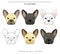 Set goals sketch french bulldog different color . Cute dog