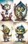 Set of goblins portraits, fairy tale characters, fantasy whimsical creature, digital illustration