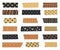 Set of gold with black colors patterned washi tape strips