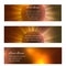 Set of gold horizontal banners with abstract central lines