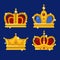 Set of gold king crown or pope tiara