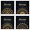 Set of Gold ornamental mandala backgrounds with Namaste word. Ethnic vector