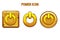 Set of gold power icons of different shapes.