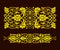 Set gold ribbon plant pattern in ethnic national style of Uzbekistan, Asia. Vector illustration.