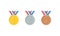 Set of gold silver and bronze medals. First second and third prize. Vector EPS 10