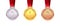 A set of gold, silver and bronze medals. Medal winners. Isolated on white background. Vector illustration.