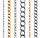 Set of gold and silver chains isolated on white