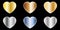 Set of gold silver metallic hearts stickers for Valentine\\\'s Day