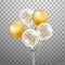 Set of Gold, white transparent helium balloon in the air . Frosted party balloons for event design. Party decorations for