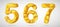 Set of golden 3D numbers five, six, seven