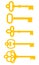 Set of golden antique door key. Vector illustration