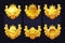 Set golden awards with icons crown, dollar, diamond, shield for ui game.