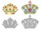 Set of golden crown , tiara, diadem and silhouettes