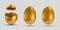 Set of golden eggs with broken shells
