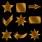 A set of Golden figures on a black background. Isolated objects. Design element.