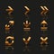 Set of golden icons