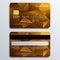 Set of Golden Premium Credit Cards in Geometrical Pattern : Vector Illustration