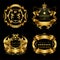 set of golden royal stickers or emblems