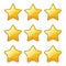 Set of golden star shape for game ranking