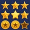Set of golden star shape for game ranking