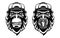 Set of gorilla in baseball cap on white background. Design element for logo, label, emblem, sign, poster, t shirt