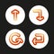 Set of gradient signs arrows icons. Vector isolated buttons on black background.