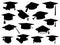 Set of graduation Hats silhouette vector art