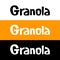 Set of Granola logo design with handmade lettering. vector illustration template. Black, white, orange color options.