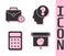 Set Graph, chart, diagram, infographic, Briefcase and money, Calculator and Human head with question mark icon. Vector