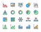 Set of Graph and Chart Flat Color Icons. Pie Chart, Presentation and more.