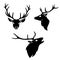 Set of graphic design deer head silhouette with